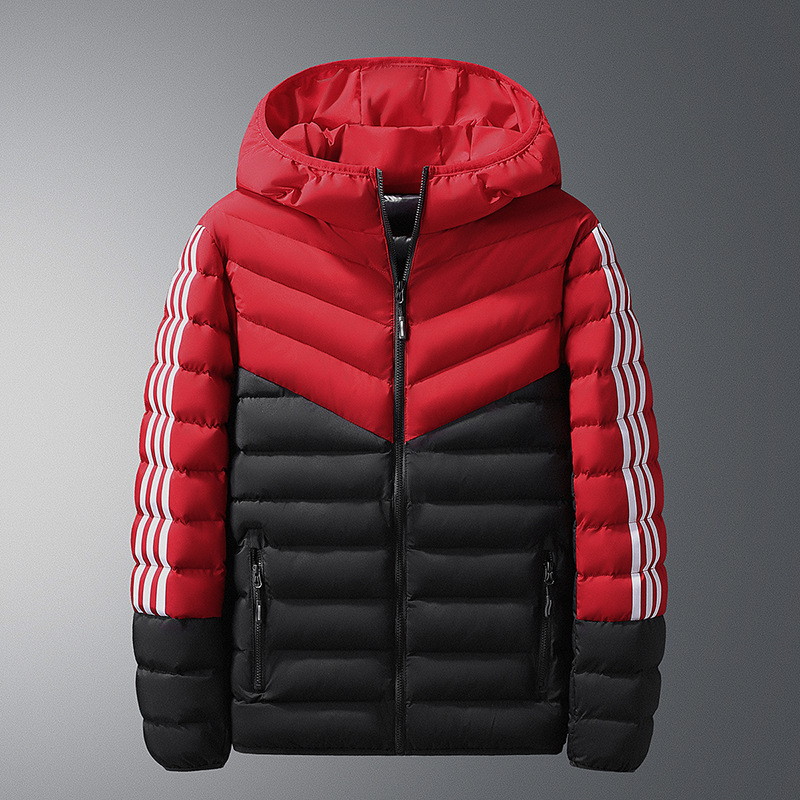 Tres barras transfronterizas chaqueta de algodón de plumón marca de moda de invierno ropa de algodón casual corta chaqueta de algodón ligera con capuchón chaqueta de mujer