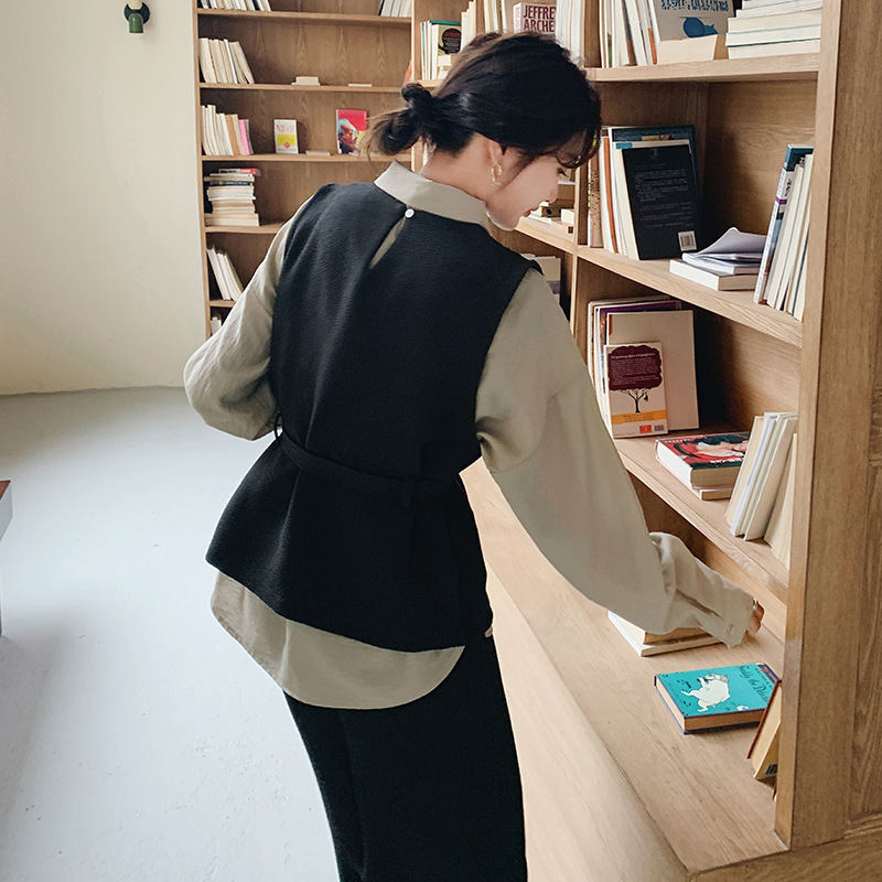 实拍咖色韩系高级感马甲装裙女秋季2025新款气质衬衫半身裙三件套|undefined