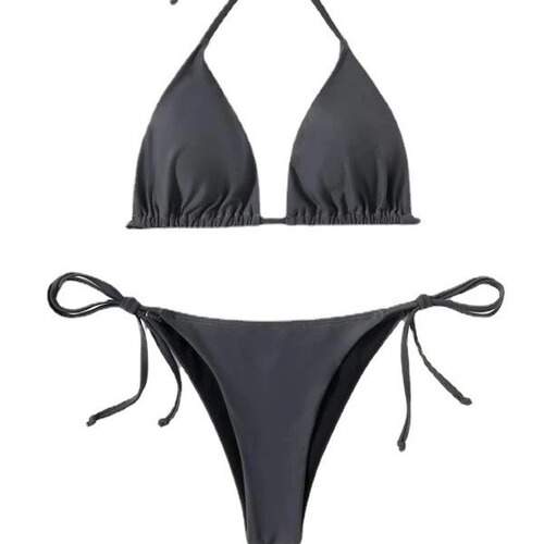 European and American foreign trade new solid color simple bikini AliExpress Amazon hot selling split swimsuit swimsuit 
