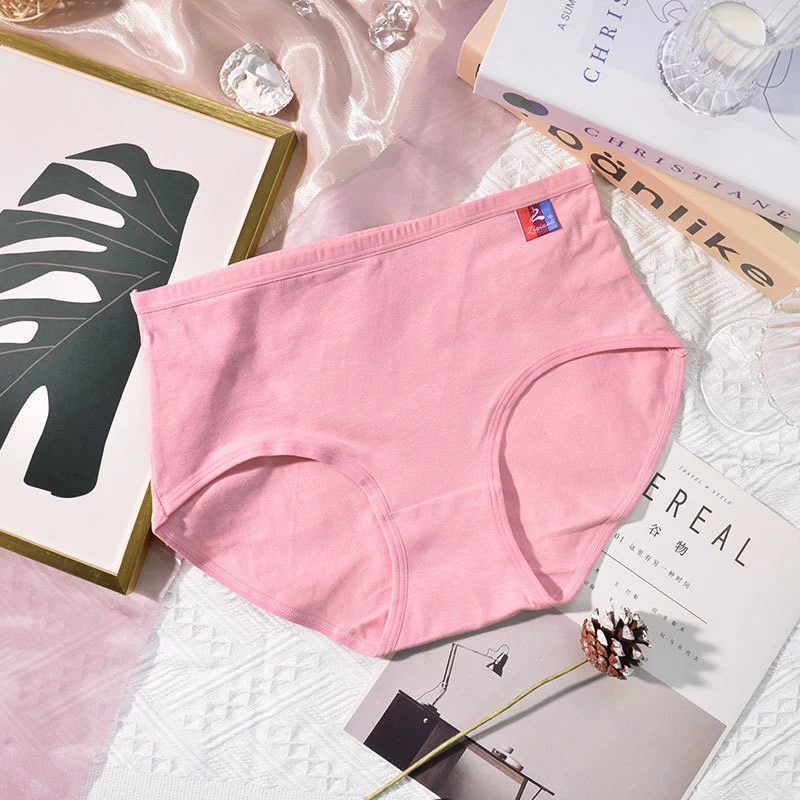 4886 Женские хлопковые трусы Renjia Mei Candy Cotton DL, однотонные простые женские брифы, низкая посадка