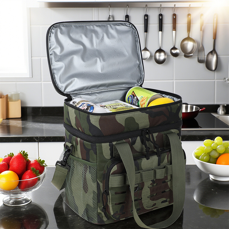 Nuevo paquete de aislamiento de camuflaje militar transfronterizo portátil al aire libre de gran capacidad paquete de hielo bolsa de almuerzo bolsa de almuerzo