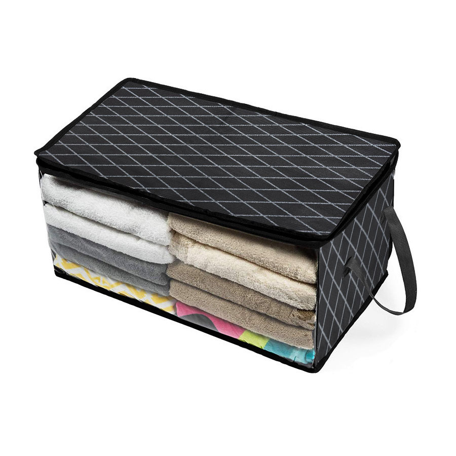 Bolsa de almacenamiento de taza no tejida Bolsa de almacenamiento debajo de la cama Bolsa de embalaje y acabado de ropa doméstica transfronteriza Edredón visual transparente