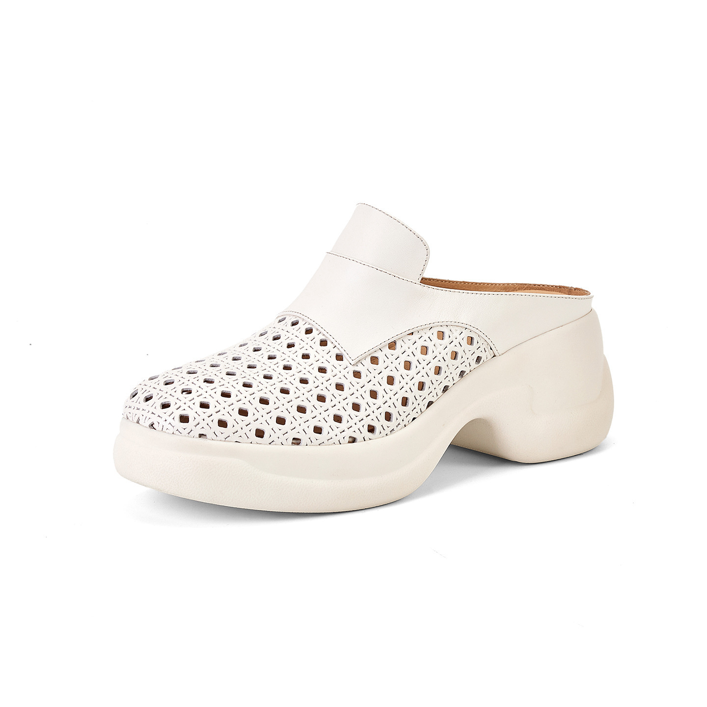 Sandal cao gót nữ mũi hở đế dày 6,5 cm — màu trắng ngà chi tiết 13