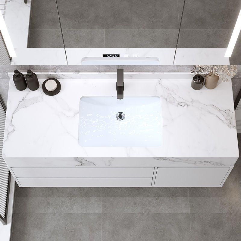 Mueble de baño combinación simple luz moderna de lujo espejo gabinete Nordic baño integrado de roca de lavado de manos lavabo