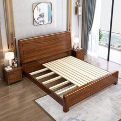 現代簡約實木床新中式金絲檀木1.5米1.8米2米雙人床婚床廠家直銷
