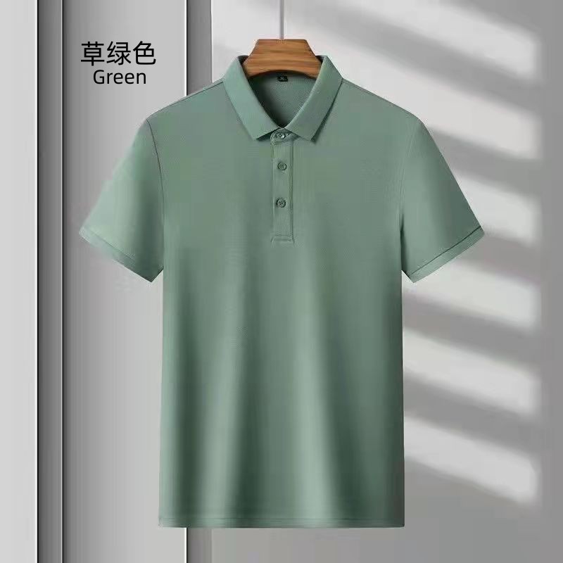 Negocios Camisa de polo de comercio exterior Camiseta de manga corta para hombres solapa suelta verano gama alta TikTok popular Ice Silk Plus size top