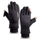 Winter ski gloves men's windproof waterproof touch screen warm gloves fleece-lined thickened cold-proof two-finger riding gloves