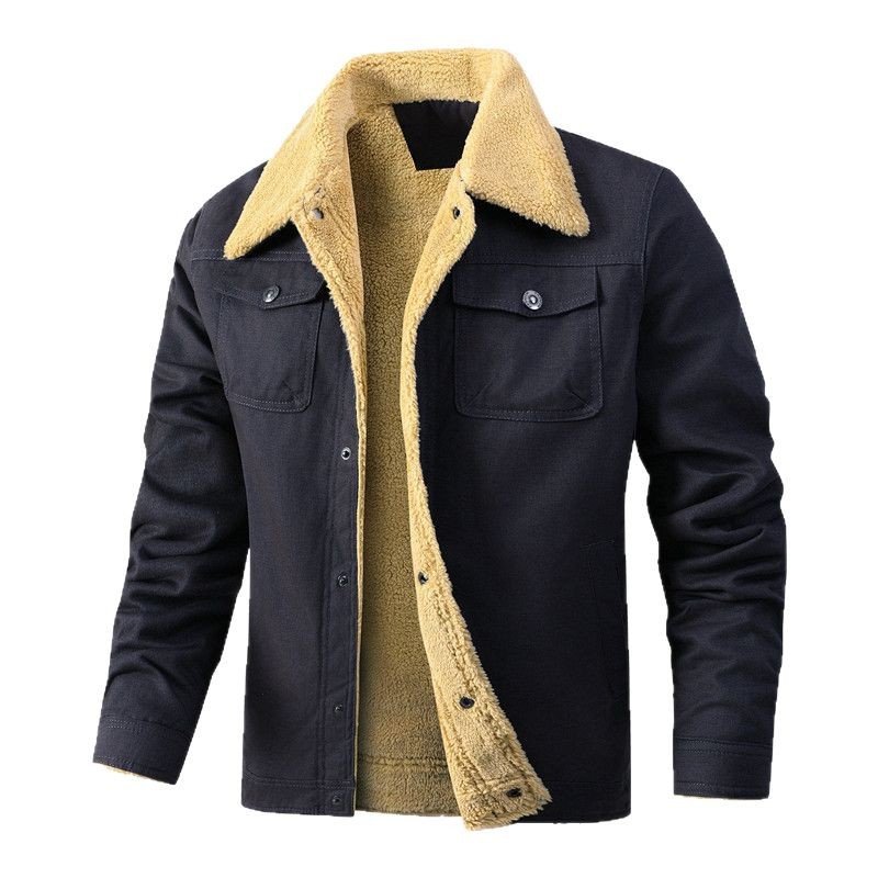 1 2025 Spring And Autumn Youth Large Size Casual Fleece-Lined Jacket New Men's Workwear Hem Top One Piece_voghion.com