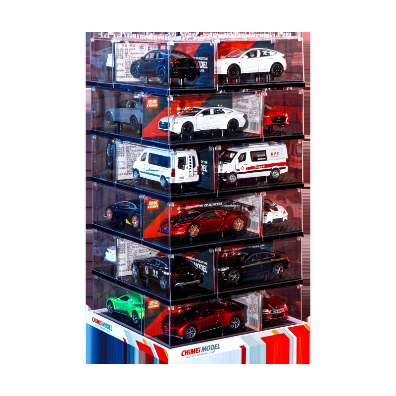 Chome modelo de coche de aleación 1 a 32 coche de policía SUV coche de acrílico giratoria caja de presentación modelo decoración supermercado regalo