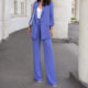 in stock European and American Suit suit Autumn and Winter New Solid Color Commuter Sense Small Suit High Waist Pants Two-piece Set