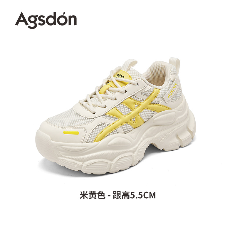Augustion zapatos de papá de suela gruesa para mujer 2025 nuevo verano casual malla ligera zapatos deportivos blancos pequeños ins marea