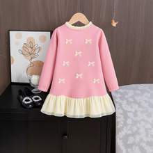 LX52022 跨境外贸 女童 长袖花边连衣裙