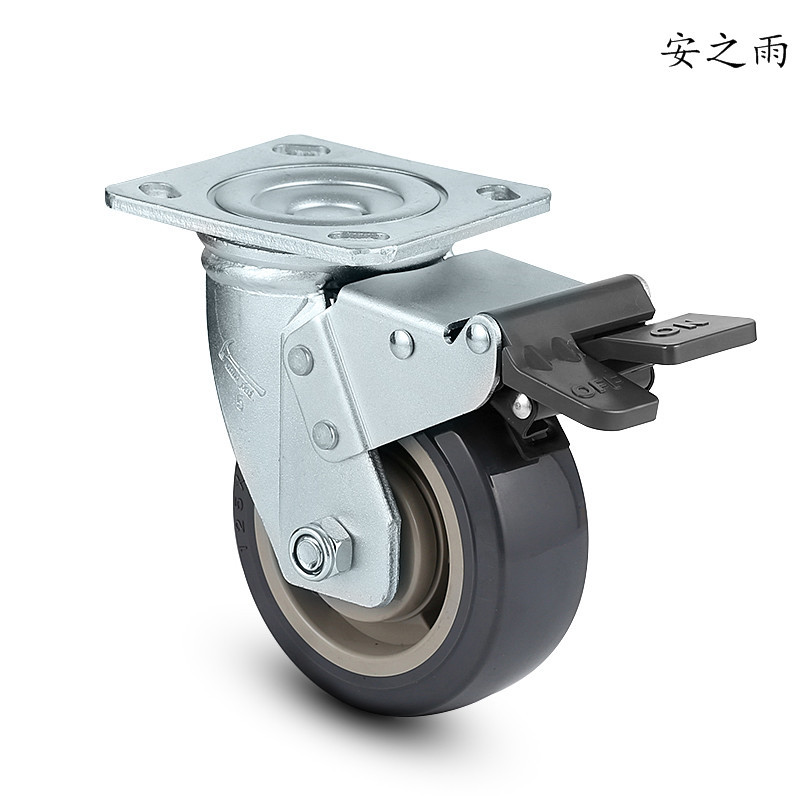 供应5寸重型万向带刹车脚轮 承载420KG工业脚轮 推车活动刹车脚轮
