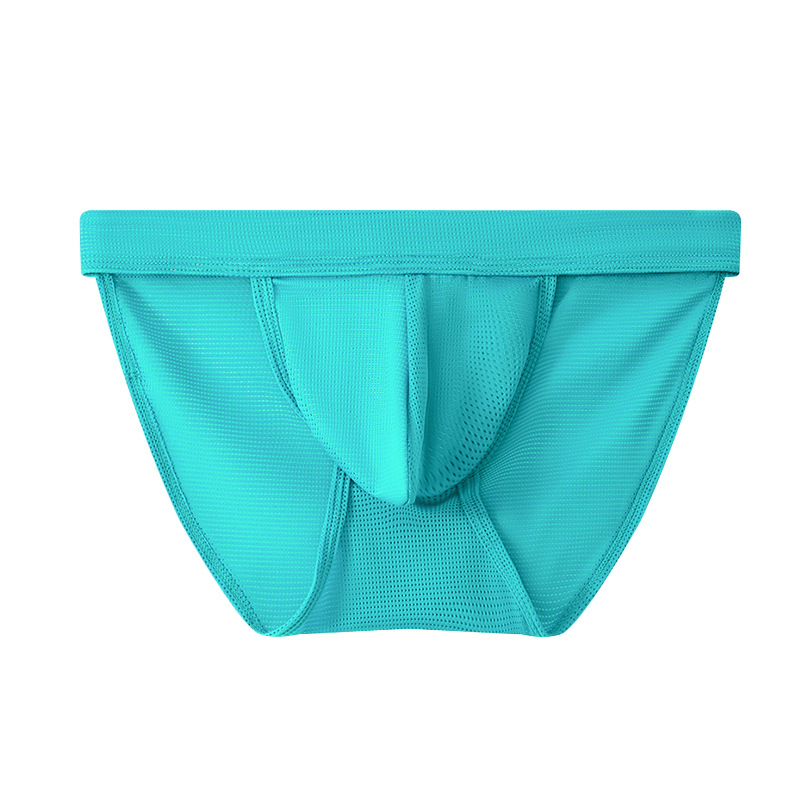 Ropa interior de seda de hielo para hombre, calzoncillos de corte alto, transpirable, de cintura baja, sexy, triangular
