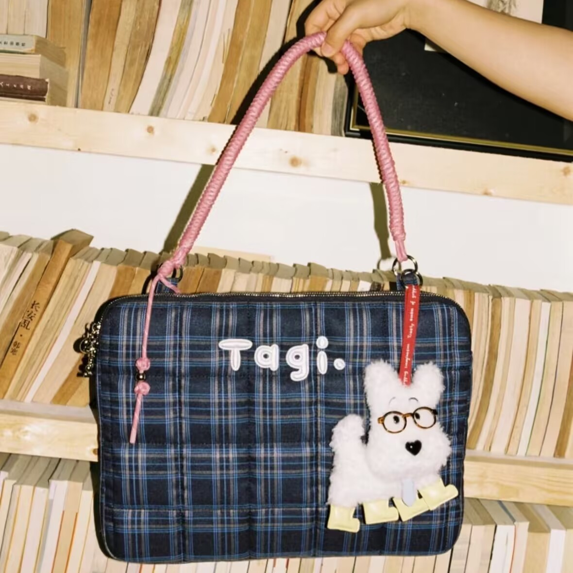 Tagi Woven Small Pillow Embroidered Handbag Daily Casual Shoulder Anti-Fall Anti-Shock Computer Bag Laptop Bag