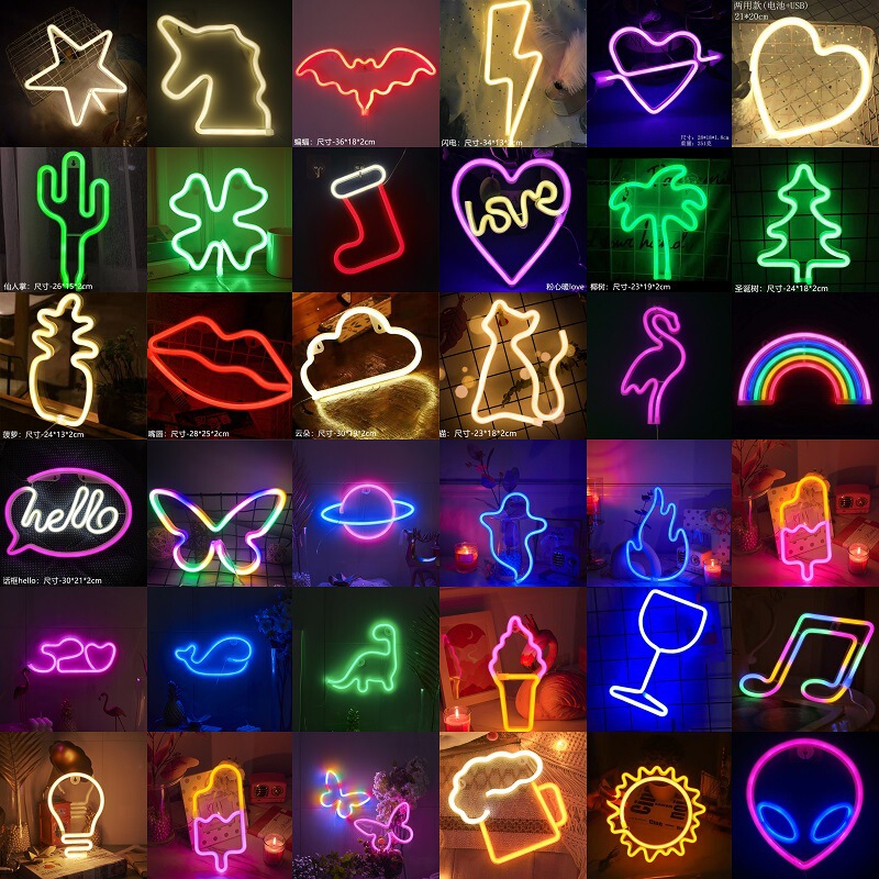Cross-Border Led Neon Light Butterfly Alien Neon Light Ins Lightning Cloud Shape Atmosphere Decoration Night Light