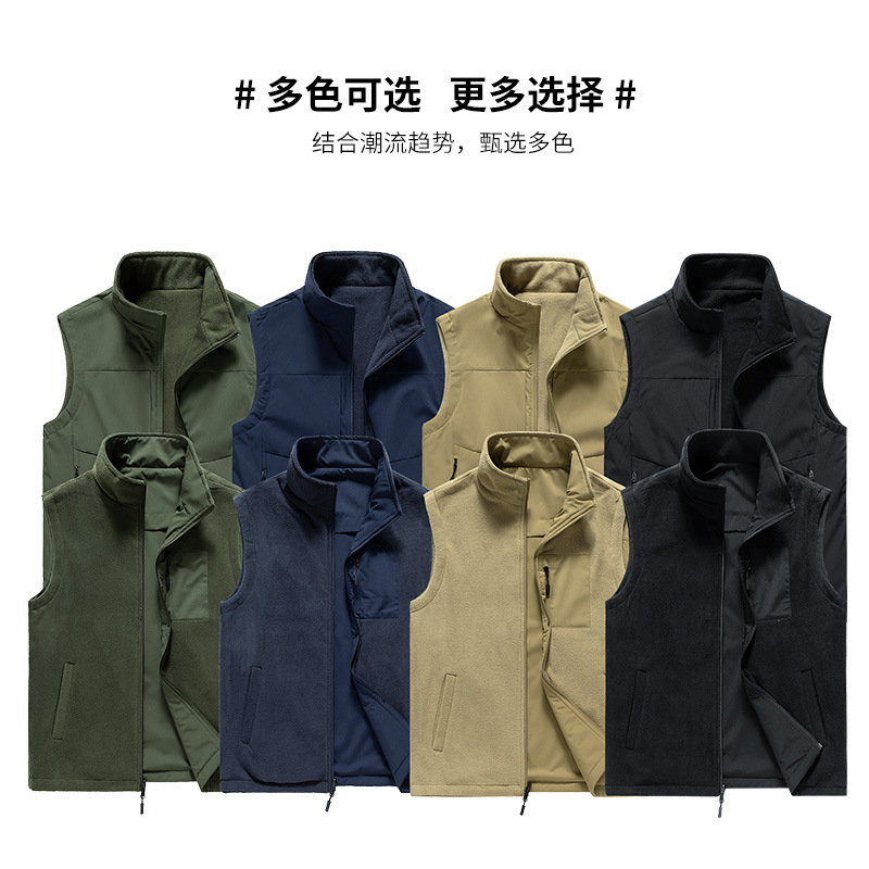 Chaleco de hombre con chaleco de lana en ambos lados de otoño con chaleco de hombro en primavera y otoño y invierno Cardigan chaqueta casual sin mangas