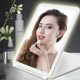 Новая светодиодная лампа касается зеркало макияжа, переверните портативное складное зеркало Большое зеркало зеркало макияж высокий