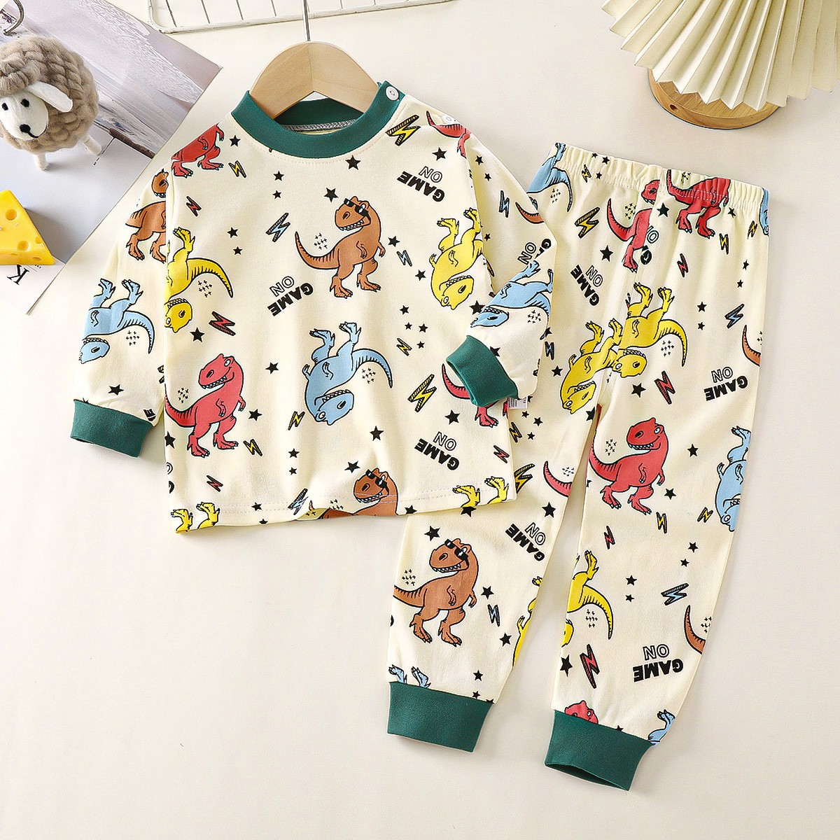 40 Yarn Autumn New Children's Underwear Set Cotton Autumn Clothes Autumn Trousers Boy's Home Clothes Baby Cotton Wool Home Clothes