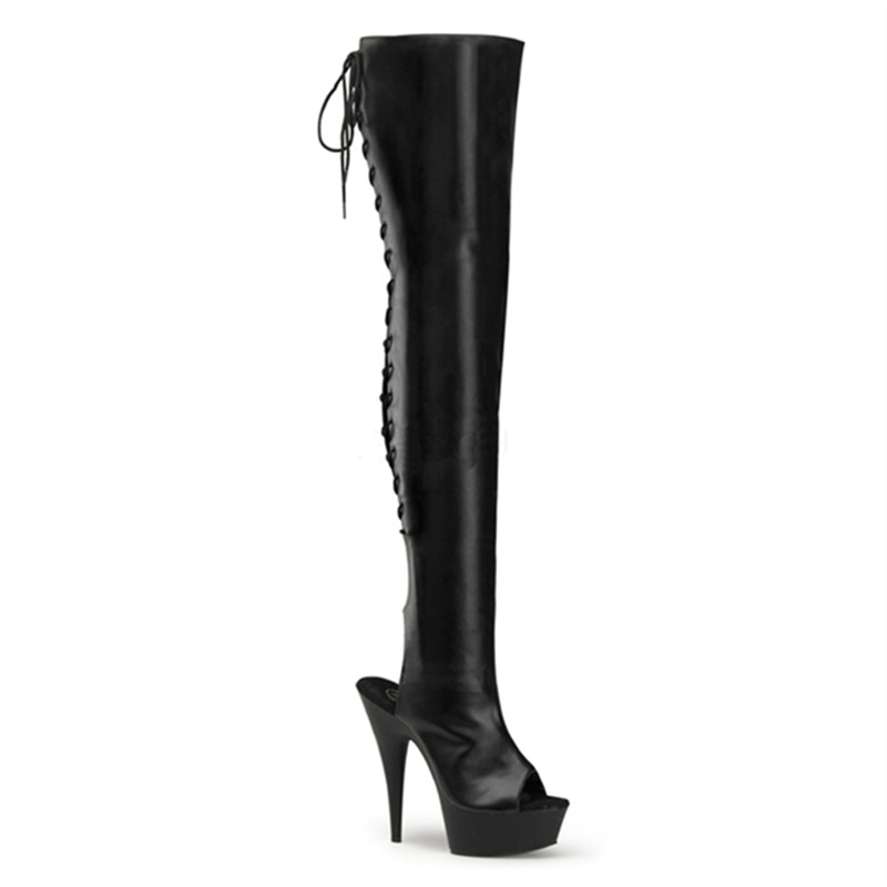 Botas de Fiesta de Tacón de Aguja de 15 cm con Punta Redonda, Botas de Verano con Tacón de Aguja Adhesivo, Hechas a Medida, Color Blanco Sólido, Talla Única, Tacón Ultra Alto image 3