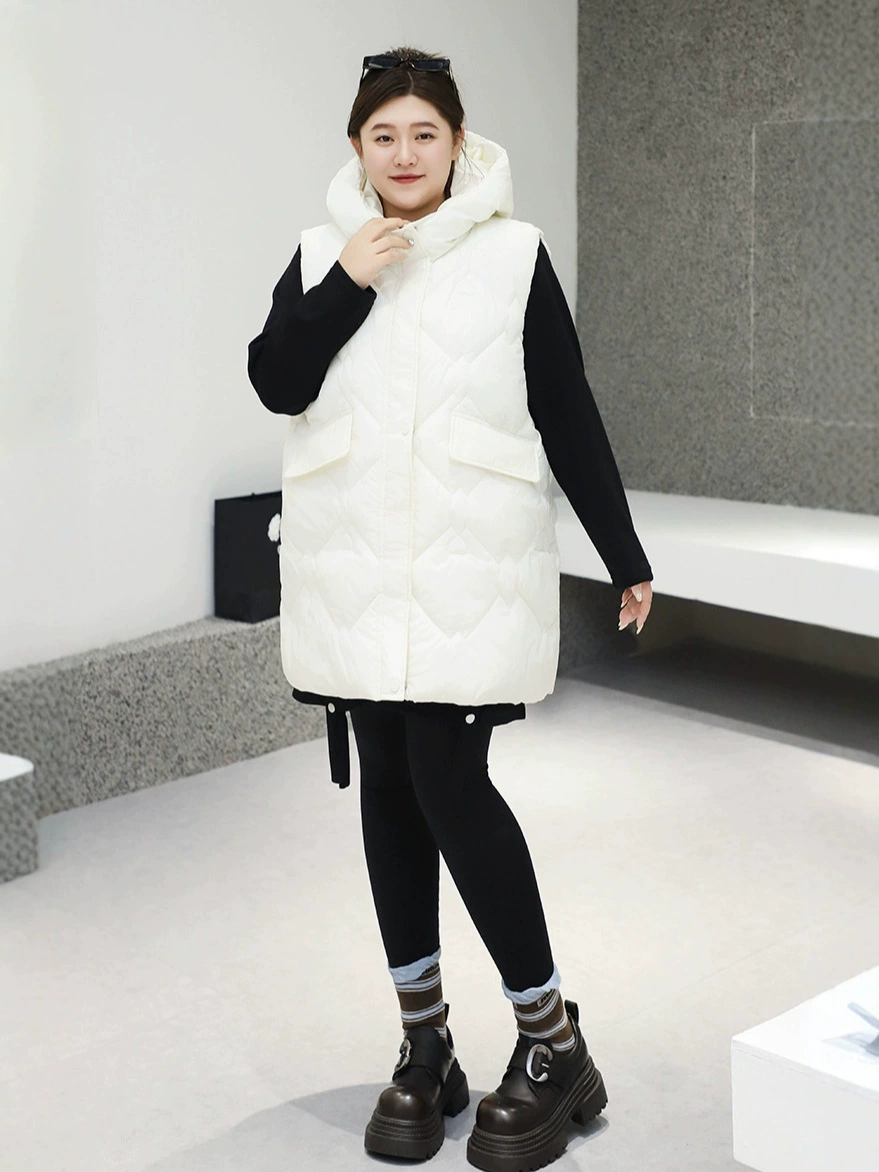 Winter soft warm comfortable extra large vest with hood, plus size