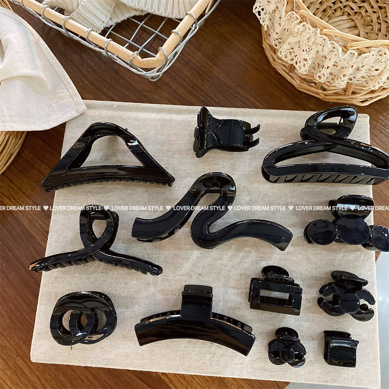 韓国イン新しいクラシック黒幾何学ヘアピンファッションヘアグリッパーシャーククリップ多用途帽子ヘアアクセサリー女性のための|undefined