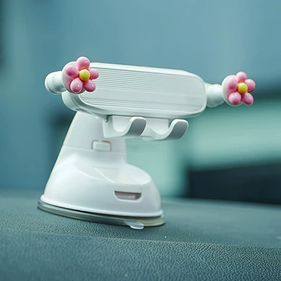 Car phone holder Phone Holder Suction Cup Universal Anti-Shake - pattern-pink-flower-decoration