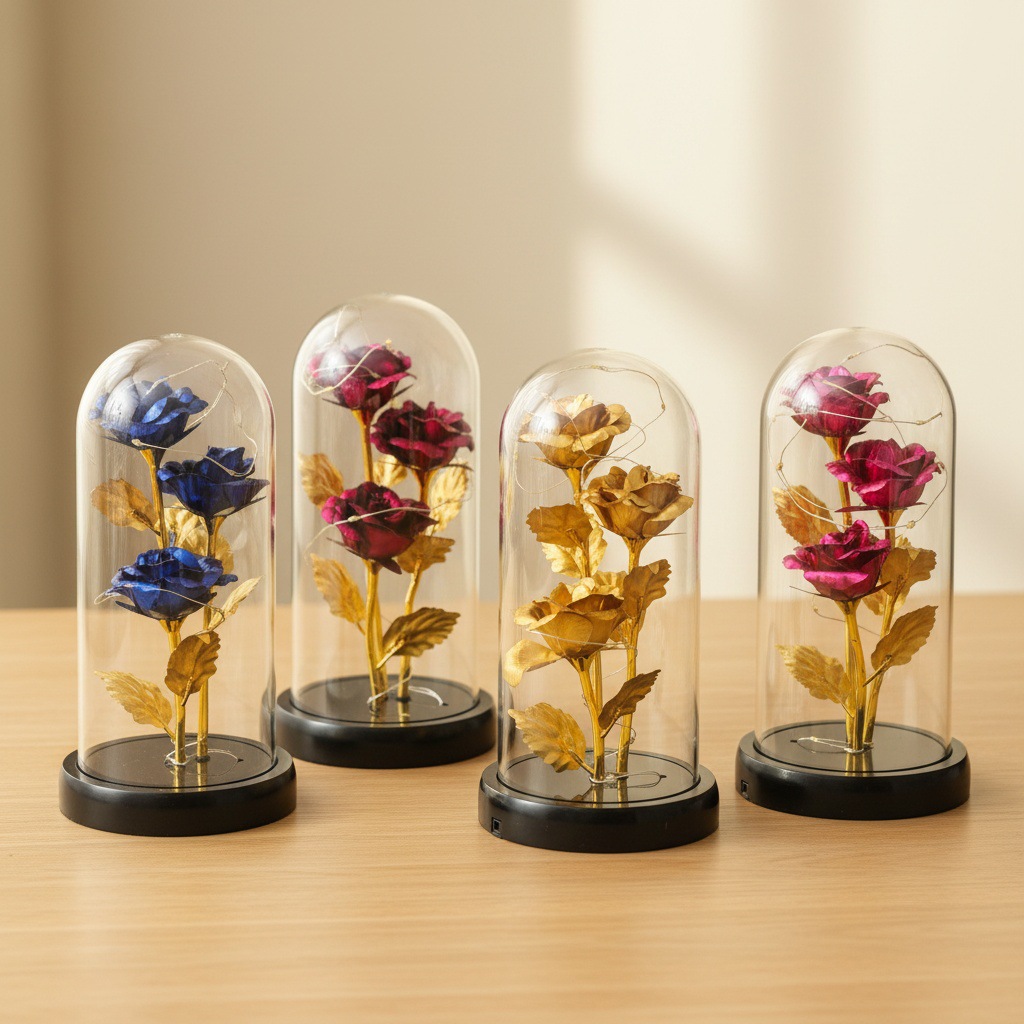 3 flores doradas de flores eternas regalos del Día de la Madre Qiuxi decorativos de mesa ramo de flores regalos del Día de San Valentín transfronterizos