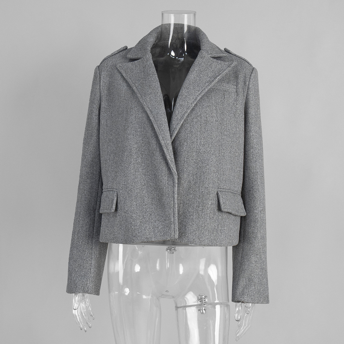 Abrigo de Lana Estilo Traje para Mujer de Poliéster, Nylon y Lana Corte Holgado de Manga Larga para Otoño e Invierno