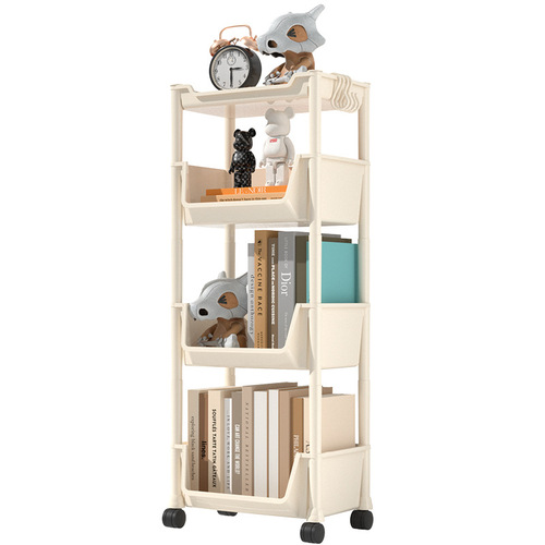 Floor-standing storage rack, multi-layer bookshelf, bathroom, living room, kitchen storage rack, bedroom movable bookcase, snack trolley