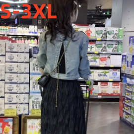 小个子短款牛仔外套女2025秋季新款设计感后背镂空别致夹克上衣棉