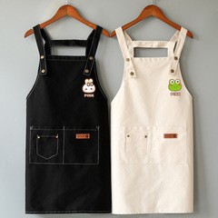 2021帆布透氣夏季印字logo圍裙小清新加大薄款上班女漂亮洋氣圍腰