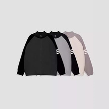 2024新款重磅百搭针织开衫外套男手工织带撞色拼接男士毛衣