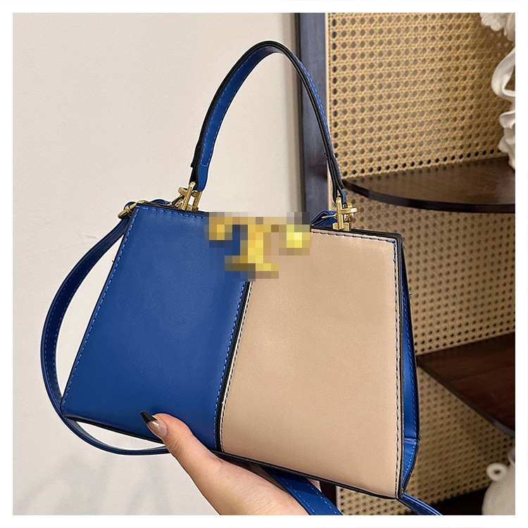 Bolso de mujer de moda de color de contraste transfronterizo nuevo bolso de mensajero portátil de pu de tendencia europea y americana