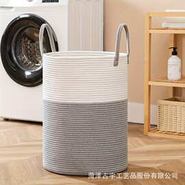 跨境棉绳编织收纳篮可手提大容量脏衣篮儿童玩具收纳桶编织收纳筐