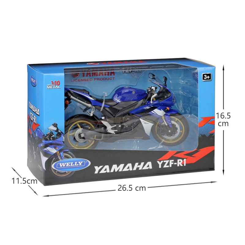 WELLY Yamaha металлический мотоцикл, реалистичная минифигура, масштаб 1:10