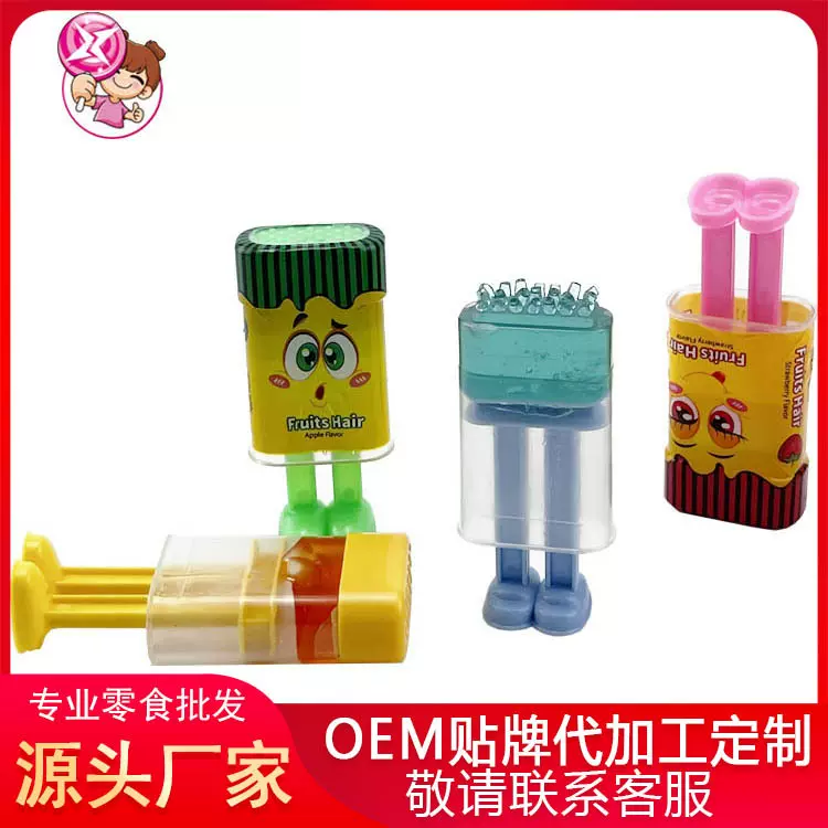 糖浆头发果酱水果盒装儿童休闲零食创意可爱趣味网红玩具跨境糖果