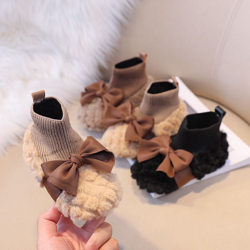 Children Korean Edition Socks keep warm Inside hyoma  girl Cotton-padded shoes soft sole Baby Shoes student