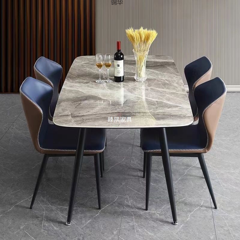 Tabla de comedor de roca brillante combinación de tabla de comedor simple de estilo de casa pequeña mesa de comedor de lujo fábrica de mesa de comedor al por mayor