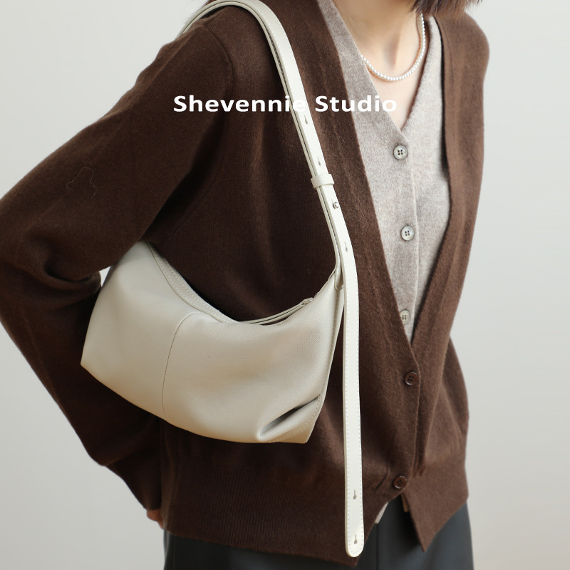 South Korea Small Cow Leather Underarm Bag Shoulder Genuine Leather Dumpling Bag High-end Crossbody Fashionable Women's Bag