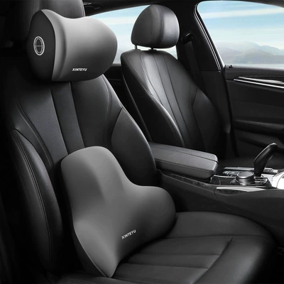 Car Lumbar Support Car Cushion Driving Seat Backrest Car Latex Lumbar Cushion Lumbar Support Driving Lumbar Support Waist Protector (Waist support) - gray-headrest-waist-pillow