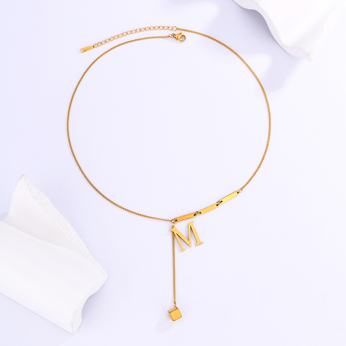 Minimalist Initial Letter Pendant Necklace For Women In Titanium_voghion.com