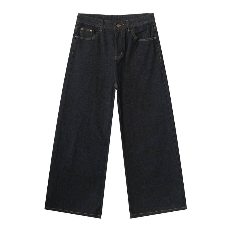 Quần jean nam ống rộng dáng suông màu bò nguyên bản phong cách Mỹ — Denim đen, Ngụy trang màu mơ, màu xanh cổ điển, màu xanh denim