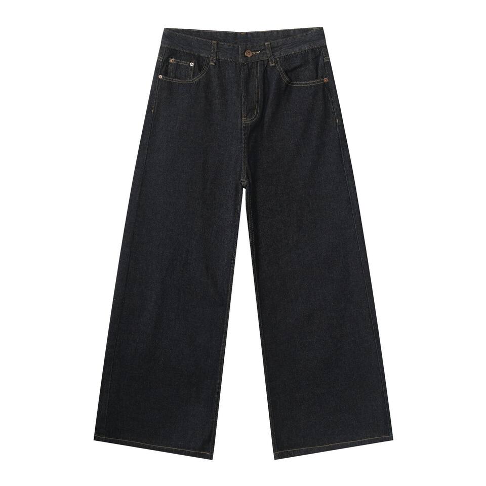 Quần jean nam ống rộng dáng suông màu bò nguyên bản phong cách Mỹ — Denim đen, Ngụy trang màu mơ, màu xanh cổ điển, màu xanh denim