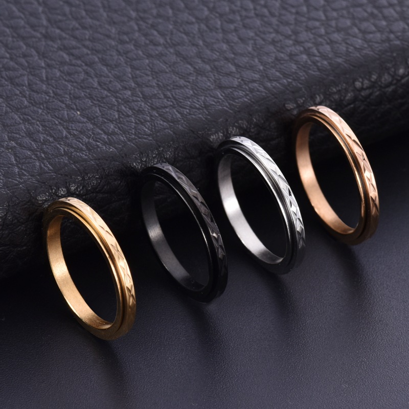 All Seasons Season Simple Style Solid Color Titanium Steel Polishing Women's Rings Anxiety Ring Punk Rings