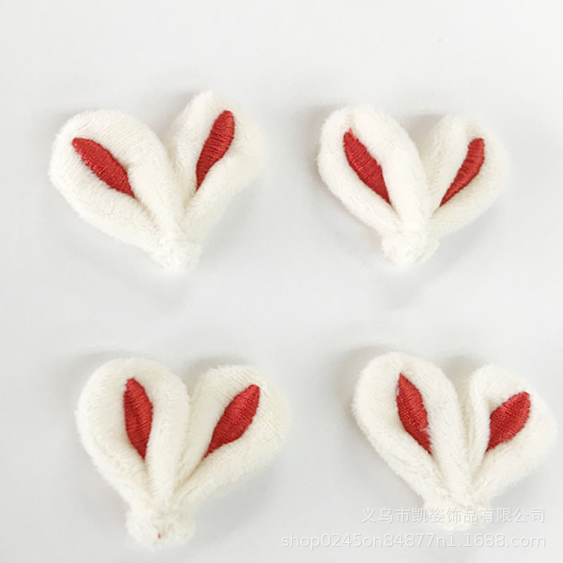 En stock pelo recto piel Orejas de conejo bordado accesorios calcetines muñeca accesorios para el cabello anillo de felpa accesorios lindos orejas