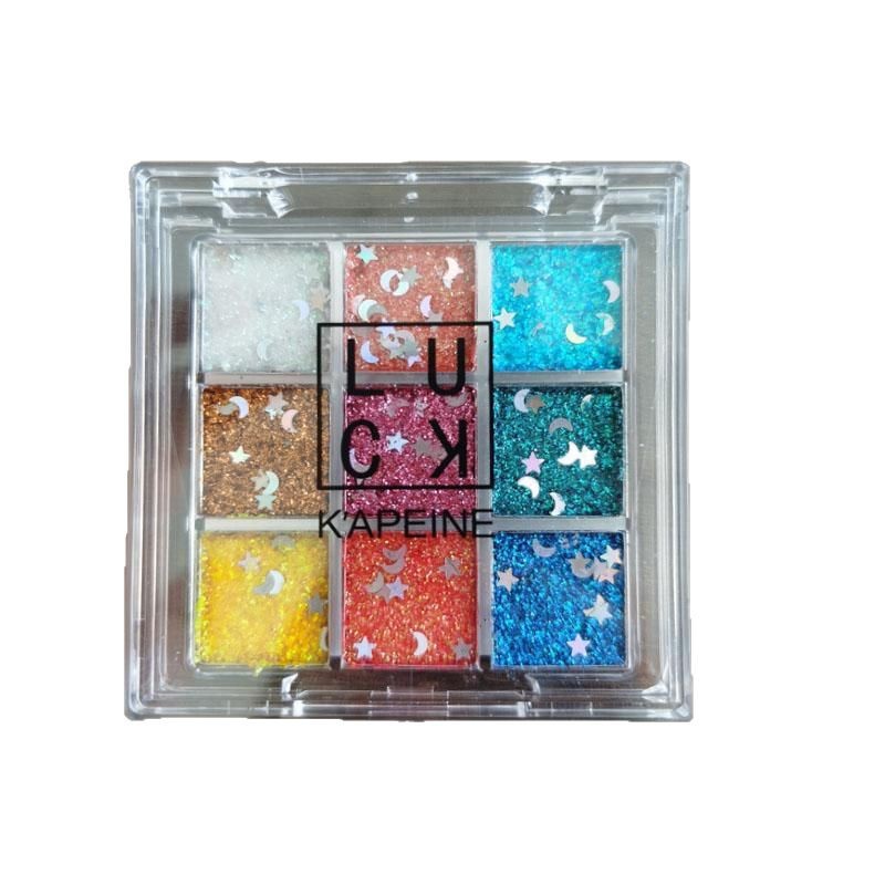 Palo de sombras de ojos de nueve colores con lentejuelas Capel, palé de sombras de ojos de comercio exterior transfronterizo barato, día de los niños