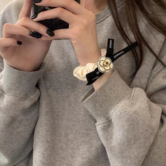 韓國東大門時尚女山茶花大腸發圈小香風蝴蝶結丸子頭髮繩頭繩批發