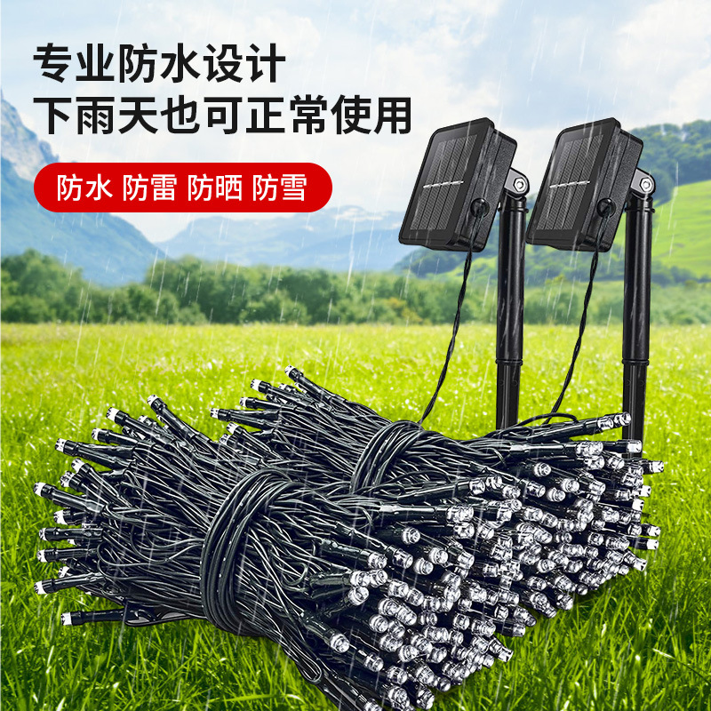 Estrellado LED solar luz de la secuencia al aire libre impermeable linterna de Navidad linterna decorativa control remoto Cadena de Luz al por mayor