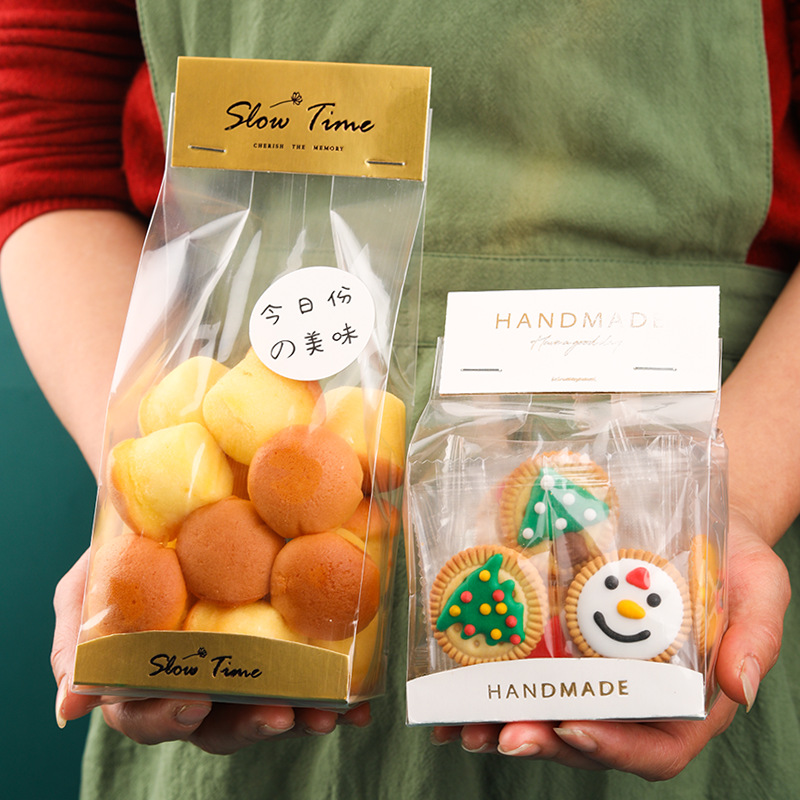 亮膜透明零食侧凹袋磨砂雪花酥曲奇饼干机封袋自立袋糖果点心包装